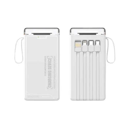 Qtech Q115 Power Bank 10000mah With Torch Light And Attached Cables