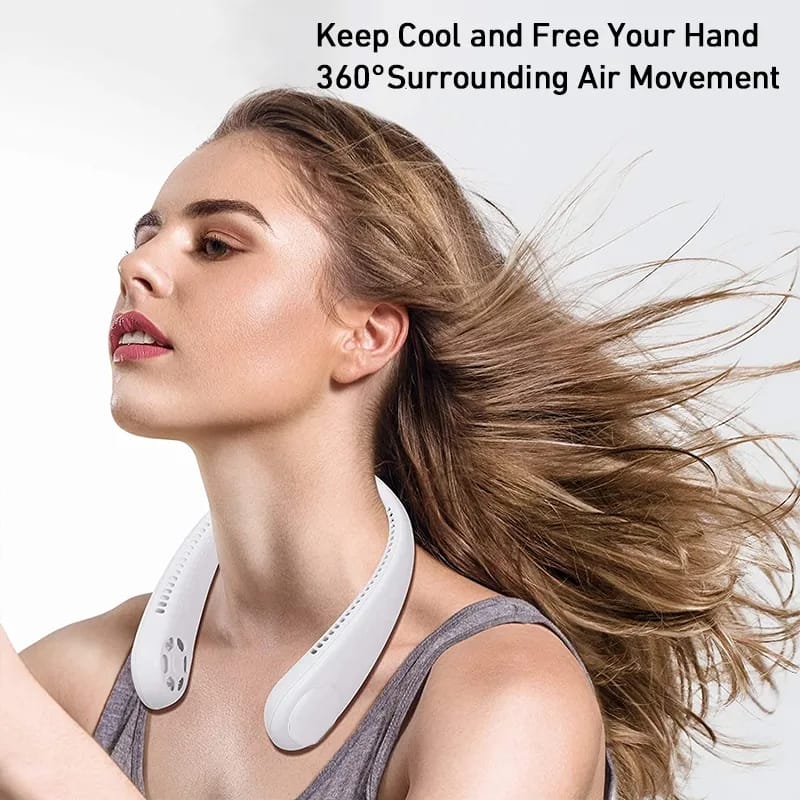 Portable Neck Fan Air Cooler & Purifier… Adjustable 3 Speed And Rechargeable 6 Hours Battery Timing