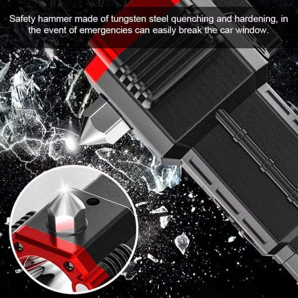 Usb Charging Super Bright Led Flashlight With Safety Hammer Side Light Torch Portable Work Lights Outdoor Adventure Lighting
