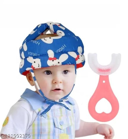 Baby Head Protector for Crawling – Safety Helmet & Walking Headgear + 360° U-Shaped Baby Toothbrush